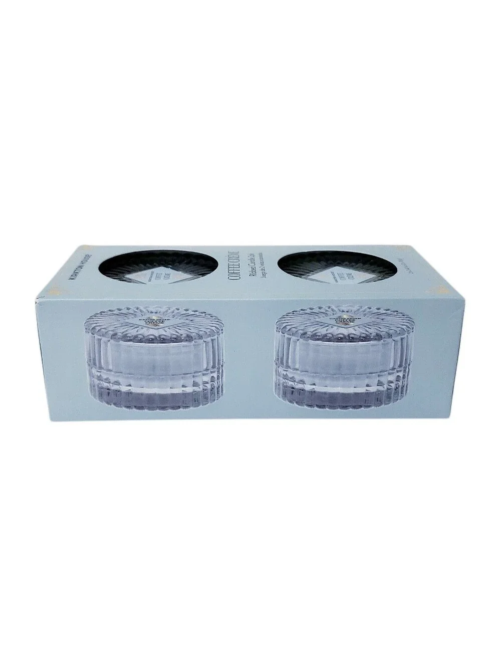 ALDI Kirkton House Ribbed Blue Glass Candle 2 Pack Coffee Creme Scent 2.47oz New